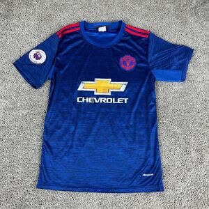 Manchester United Jersey Boys Large Blue Red Red Devils Short Sleeve Kids
